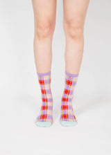 Tartan Sheer Sock - Purple & Red PAPERSELF