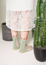 Polka Dot & Grid Sheer Socks - Frosted Mint Socks PAPERSELF