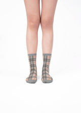 Tartan Sheer Socks - Dove Gray PAPERSELF
