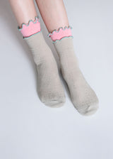 Women's Ruffle Trim Cotton Socks - Lightweight & Colorblock Happy Knits