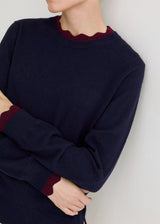 Cashmere Blend Navy Bordeaux Jumper | 45513 | Yerse
