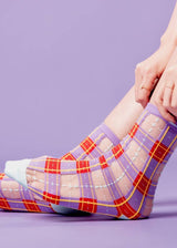 Tartan Sheer Sock - Purple & Red PAPERSELF