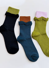 Women’s Colorblock Cotton Crew Socks – Lightweight Summer Happy Knits