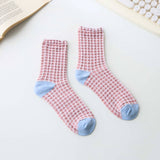 Women’s Cotton Waffle Crew Socks – Soft Bubble Texture