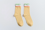 Women’s Colorblock Cotton Socks – Lightweight Ruffle Trim