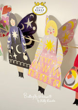 Butterfly Woman Sitting Greeting Card - Cosmic Kitty Kenda Papergoods