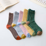 Women’s Cotton Waffle Crew Socks – Soft Bubble Texture