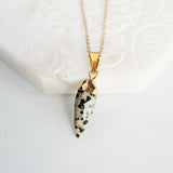 Dalmatian Jasper Gemstone Spike Necklace Pendant | Augusta