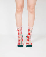 Tartan Sheer Socks - Pink and Peach PAPERSELF