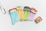 Women’s Colorblock Cotton Socks – Lightweight Ruffle Trim