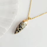 Dalmatian Jasper Gemstone Spike Necklace Pendant | Augusta