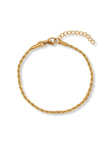 A gold rope chain bracelet with a lobster clasp and an adjustable extension chain, displayed on a clean white background.