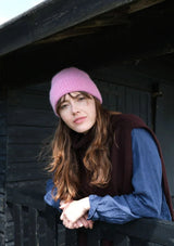 Tuck Stitch Angora Beanie Hat in Pink | Quinton + Chadwick Hat Quinton + Chadwick