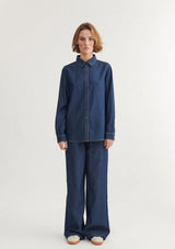 Bine LS Shirt | Mid Blue | Basic Apparel Shirt Basic Apparel