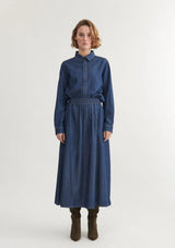 Bine Long Skirt | Mid Blue | Basic Apparel Skirt Basic Apparel