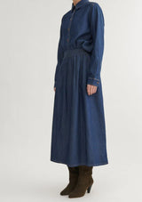 Bine Long Skirt | Mid Blue | Basic Apparel Skirt Basic Apparel