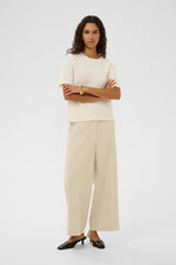 women's white leg crop trouser beige