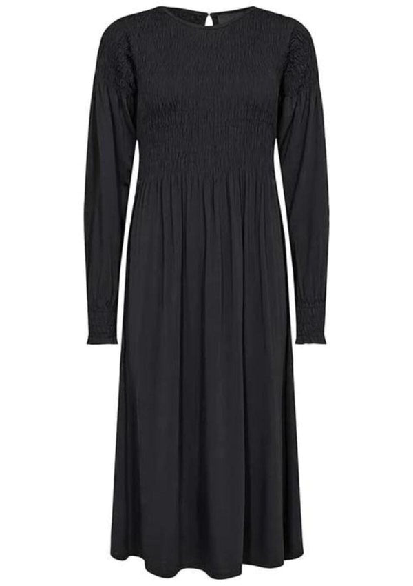 Black Smock Detail Midi Dress | LR-EVE-2 | LEVETE ROOM Dress Levete Room