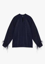 Dark Navy Feather Trim Blouse | Shays | CKS Blouse CKS