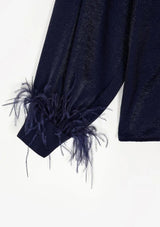 Dark Navy Feather Trim Blouse | Shays | CKS Blouse CKS