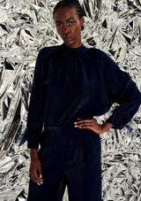 Dark Navy Feather Trim Blouse | Shays | CKS Blouse CKS