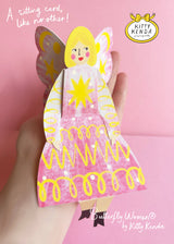 Butterfly Woman Sitting Greeting Card - Stardust Kitty Kenda Papergoods