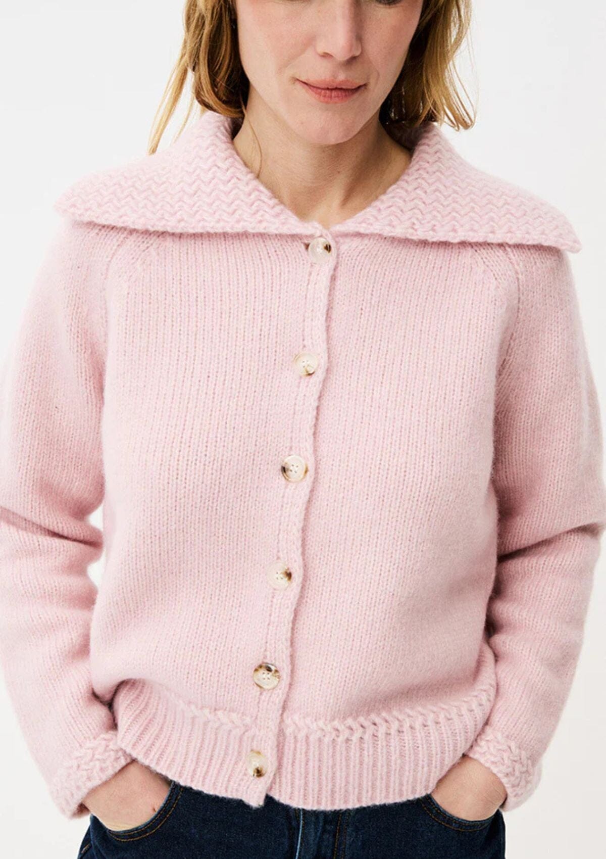 Aurelia Rose Pink Cardigan | Wool Cotton Blend | Maison Anana Cardigan Maison Anana