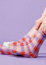 Tartan Sheer Sock - Purple & Red PAPERSELF