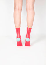Grids with Polka Dots Sheer Socks - watermelon pink PAPERSELF