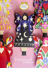 Butterfly Woman Sitting Greeting Card - Cosmic Kitty Kenda Papergoods