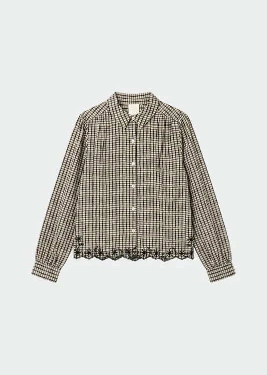 Black & White Checked Embroidered Blouse | Indi & Cold Blouse Indi & Cold