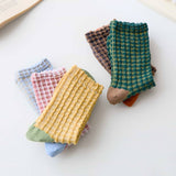 Women’s Cotton Waffle Crew Socks – Soft Bubble Texture