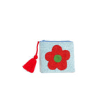 Helio Ferretti Purse Floral Red Flower Beaded Pouch Oli Olsen