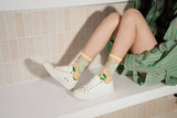 Flower Garden Sheer Socks - Lemon Green PAPERSELF