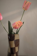 Chocolate Brown Check Twist Vase Rosie Gore