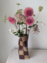 Chocolate Brown Check Twist Vase Rosie Gore