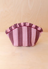 Cotton Wash Bag in Pink & Burgundy Stripe Makeup Bag TBCo