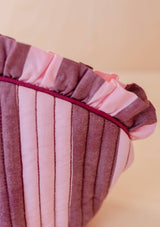 Cotton Wash Bag in Pink & Burgundy Stripe Makeup Bag TBCo