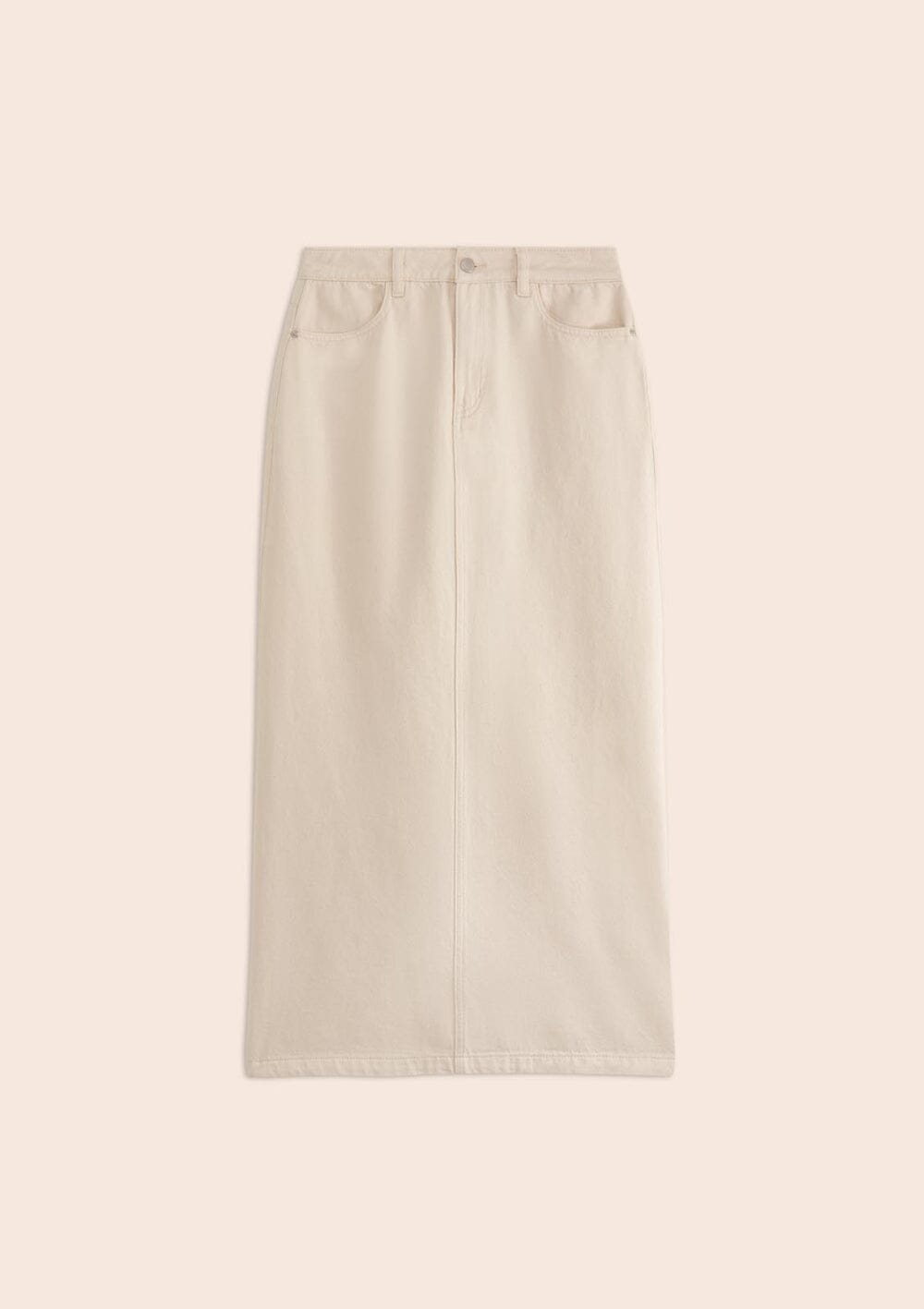 Cream Denim Midi Skirt | Woven Jupe Floyd | Suncoo Paris Skirt SUNCOO PARIS