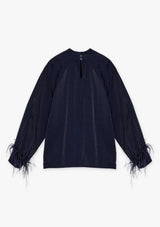 Dark Navy Feather Trim Blouse | Shays | CKS Blouse CKS