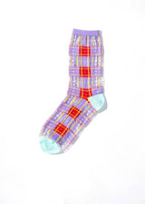 Tartan Sheer Sock - Purple & Red PAPERSELF