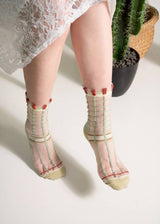 Polka Dot & Grid Sheer Socks - Frosted Mint Socks PAPERSELF