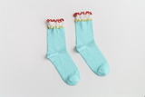 Women’s Colorblock Cotton Socks – Lightweight Ruffle Trim
