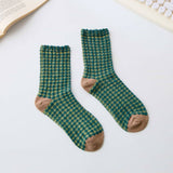 Women’s Cotton Waffle Crew Socks – Soft Bubble Texture