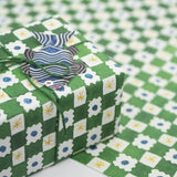 Green Chequerboard Gift Wrap Hadley