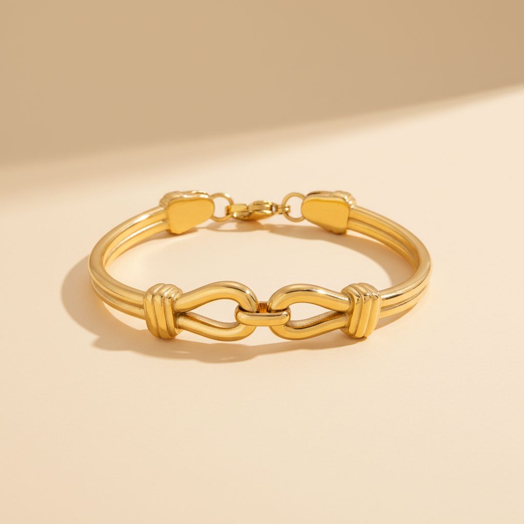 Interlocking Loop Bracelet 18k Gold Plated Waterproof Gold Lunar