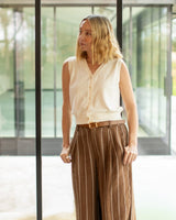 Jasmine Stripe Trouser | Tobacco | Chalk Trousers Chalk