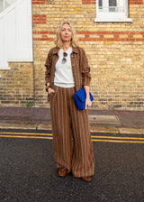 Jasmine Stripe Trouser | Tobacco | Chalk Trousers Chalk