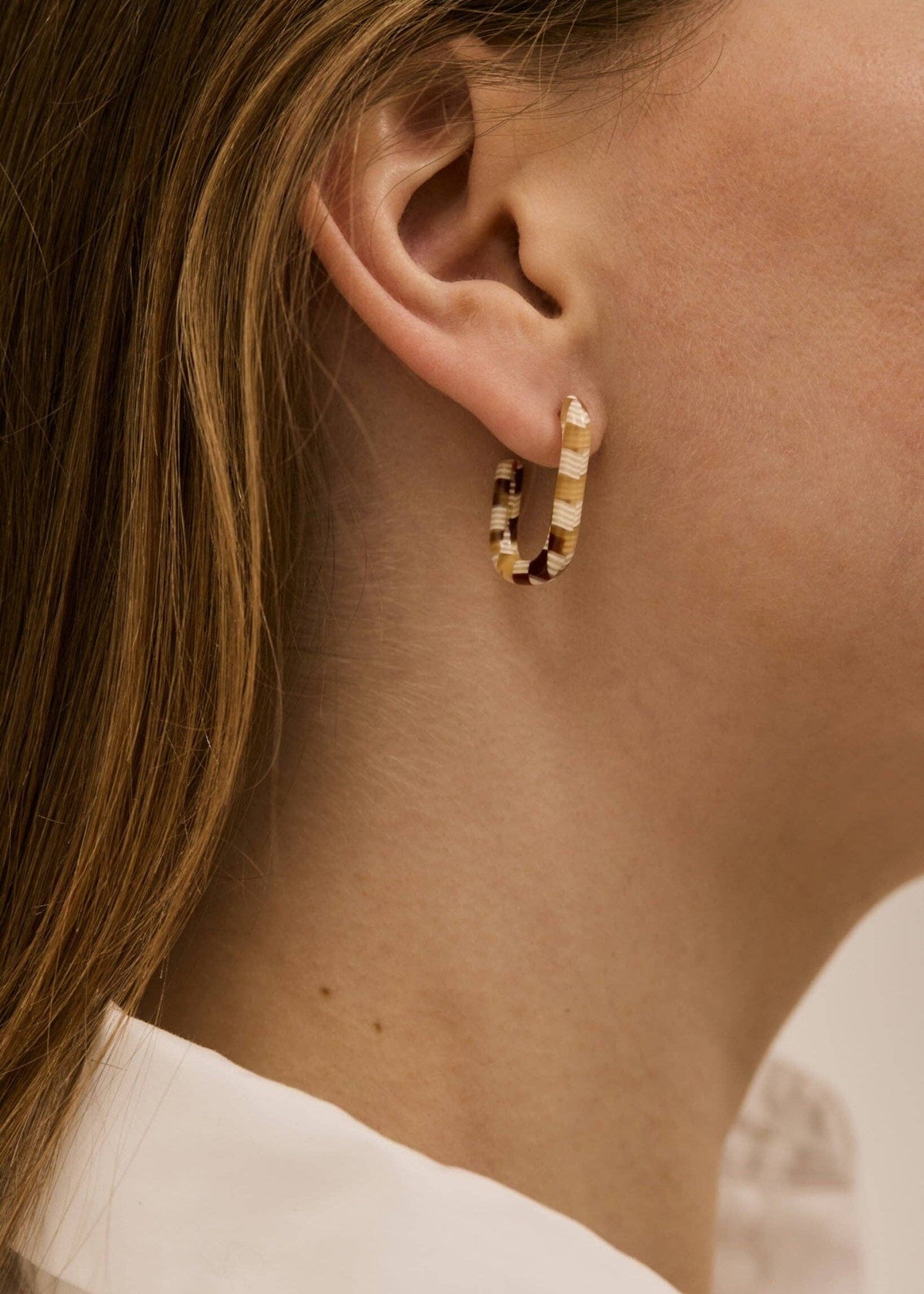 Loft Karo Check Hoops Earrings sasstie