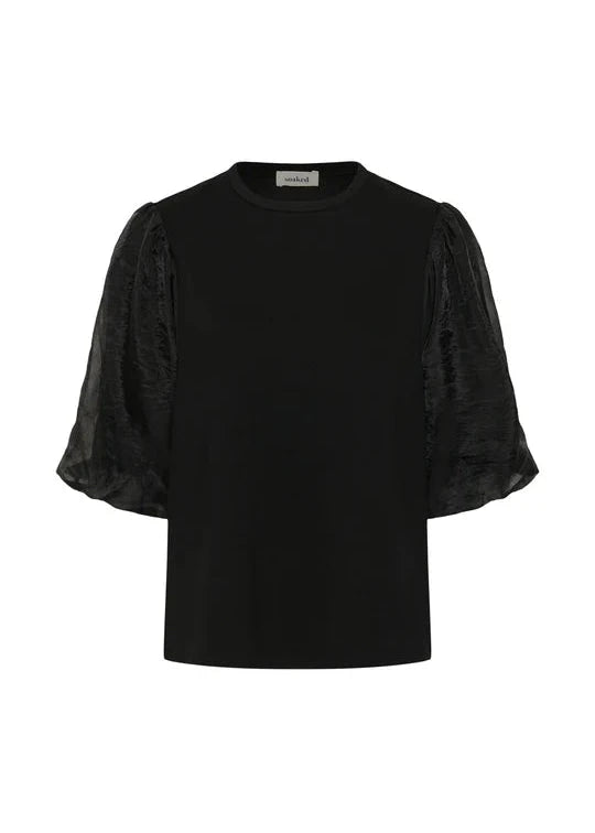 Marigold Puff Tee | Black | Soaked Top Soaked in Luxury